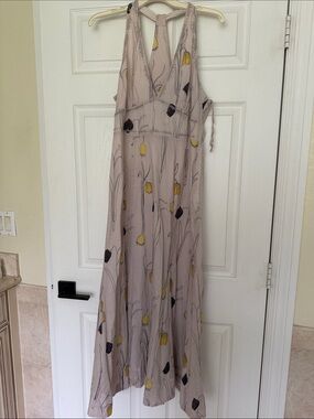 HD in Paris Beige Maxi Dress with Yellow Floral Accents